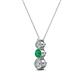 2 - Kesha (3.4mm) Round Emerald and Diamond Graduated Three Stone Drop Pendant 