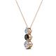 2 - Kesha (3.4mm) Round Black and White Diamond Graduated Three Stone Drop Pendant 
