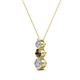 2 - Kesha (3.4mm) Round Smoky Quartz and Diamond Graduated Three Stone Drop Pendant 