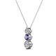 2 - Kesha (3.4mm) Round Iolite and Diamond Graduated Three Stone Drop Pendant 