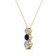 2 - Kesha (3.4mm) Round Blue Sapphire and Diamond Graduated Three Stone Drop Pendant 