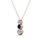 2 - Kesha (3.4mm) Round Blue Sapphire and Diamond Graduated Three Stone Drop Pendant 