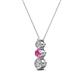 2 - Kesha (3.4mm) Round Pink Sapphire and Diamond Graduated Three Stone Drop Pendant 