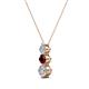 2 - Kesha (3.4mm) Round Red Garnet and Diamond Graduated Three Stone Drop Pendant 