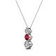 2 - Kesha (3.4mm) Round Ruby and Diamond Graduated Three Stone Drop Pendant 