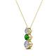 2 - Kesha (3.4mm) Round Green Garnet and Diamond Graduated Three Stone Drop Pendant 