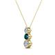 2 - Kesha (3.4mm) Round London Blue Topaz and Diamond Graduated Three Stone Drop Pendant 