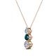 2 - Kesha (3.4mm) Round London Blue Topaz and Diamond Graduated Three Stone Drop Pendant 