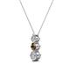 2 - Kesha (3.4mm) Round Smoky Quartz and Diamond Graduated Three Stone Drop Pendant 
