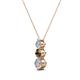 2 - Kesha (3.4mm) Round Smoky Quartz and Diamond Graduated Three Stone Drop Pendant 