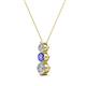 2 - Kesha (3.4mm) Round Tanzanite and Diamond Graduated Three Stone Drop Pendant 