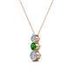 2 - Kesha (3.4mm) Round Green Garnet and Diamond Graduated Three Stone Drop Pendant 