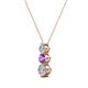 2 - Kesha (3.4mm) Round Amethyst and Diamond Graduated Three Stone Drop Pendant 