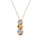2 - Kesha (3.4mm) Round Citrine and Diamond Graduated Three Stone Drop Pendant 