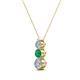 2 - Kesha (3.4mm) Round Emerald and Diamond Graduated Three Stone Drop Pendant 