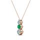 2 - Kesha (3.4mm) Round Emerald and Diamond Graduated Three Stone Drop Pendant 