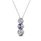 2 - Kesha (4mm) Round Iolite and Diamond Graduated Three Stone Drop Pendant 