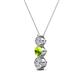 2 - Kesha (4mm) Round Peridot and Diamond Graduated Three Stone Drop Pendant 
