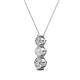 2 - Kesha (4mm) Round White Sapphire and Diamond Graduated Three Stone Drop Pendant 