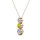 2 - Kesha (4mm) Round Yellow and White Diamond Graduated Three Stone Drop Pendant 