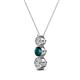 2 - Kesha (4mm) Round London Blue Topaz and Diamond Graduated Three Stone Drop Pendant 