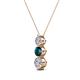 2 - Kesha (4mm) Round London Blue Topaz and Diamond Graduated Three Stone Drop Pendant 