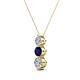 2 - Kesha (4mm) Round Blue Sapphire and Diamond Graduated Three Stone Drop Pendant 