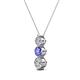2 - Kesha (4mm) Round Tanzanite and Diamond Graduated Three Stone Drop Pendant 