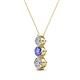 2 - Kesha (4mm) Round Tanzanite and Diamond Graduated Three Stone Drop Pendant 