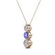 2 - Kesha (4mm) Round Tanzanite and Diamond Graduated Three Stone Drop Pendant 