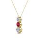 2 - Kesha (4mm) Round Ruby and Diamond Graduated Three Stone Drop Pendant 