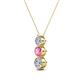 2 - Kesha (4mm) Round Pink Tourmaline and Diamond Graduated Three Stone Drop Pendant 
