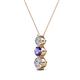 2 - Kesha (4mm) Round Iolite and Diamond Graduated Three Stone Drop Pendant 