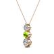 2 - Kesha (4mm) Round Peridot and Diamond Graduated Three Stone Drop Pendant 
