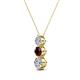 2 - Kesha (4mm) Round Red Garnet and Diamond Graduated Three Stone Drop Pendant 