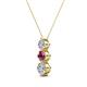 2 - Kesha (4mm) Round Rhodolite Garnet and Diamond Graduated Three Stone Drop Pendant 