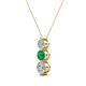 2 - Kesha (4mm) Round Emerald and Diamond Graduated Three Stone Drop Pendant 