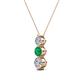 2 - Kesha (4mm) Round Emerald and Diamond Graduated Three Stone Drop Pendant 