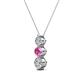 2 - Kesha (4mm) Round Pink Sapphire and Diamond Graduated Three Stone Drop Pendant 