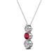2 - Kesha (4mm) Round Ruby and Diamond Graduated Three Stone Drop Pendant 