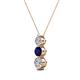 2 - Kesha (4mm) Round Blue Sapphire and Diamond Graduated Three Stone Drop Pendant 