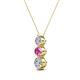 2 - Kesha (4mm) Round Pink Sapphire and Diamond Graduated Three Stone Drop Pendant 