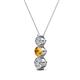 2 - Kesha (4mm) Round Citrine and Diamond Graduated Three Stone Drop Pendant 