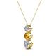 2 - Kesha (4mm) Round Citrine and Diamond Graduated Three Stone Drop Pendant 