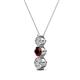 2 - Kesha (4mm) Round Red Garnet and Diamond Graduated Three Stone Drop Pendant 