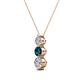 2 - Kesha (4mm) Round Blue and White Diamond Graduated Three Stone Drop Pendant 