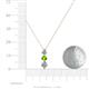 4 - Kesha (4.2mm) Round Peridot and Diamond Graduated Three Stone Drop Pendant 
