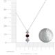 4 - Kesha (4.2mm) Round Red Garnet and Diamond Graduated Three Stone Drop Pendant 