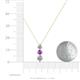 4 - Kesha (4.2mm) Round Amethyst and Diamond Graduated Three Stone Drop Pendant 