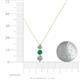 4 - Kesha (4.2mm) Round Emerald and Diamond Graduated Three Stone Drop Pendant 